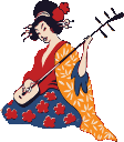 Geisha playing a shamisen