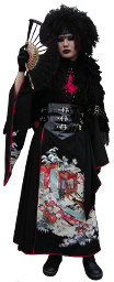 A Goth wearing a kimono