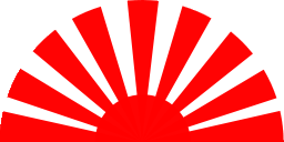 Red and white rising sun
