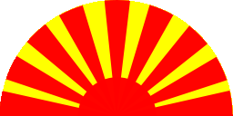 Red and yellow rising sun